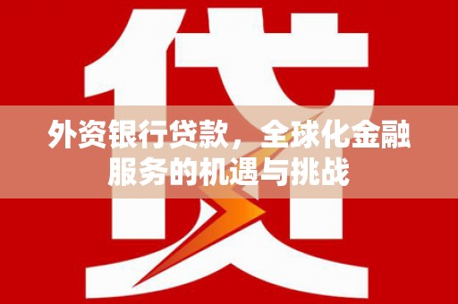鼎城外资银行贷款，全球化金融服务的机遇与挑战