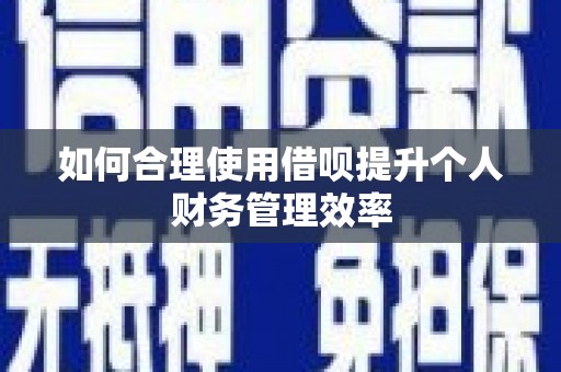 鼎城如何合理使用借呗提升个人财务管理效率