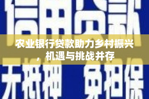 鼎城农业银行贷款助力乡村振兴，机遇与挑战并存