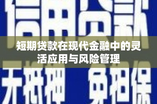 鼎城短期贷款在现代金融中的灵活应用与风险管理